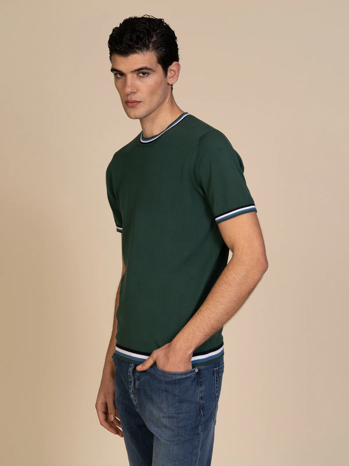 Maglia girocollo bande colori - Image 10