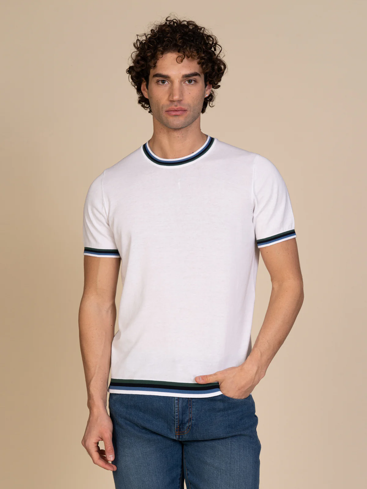 Maglia girocollo bande colori - Image 5