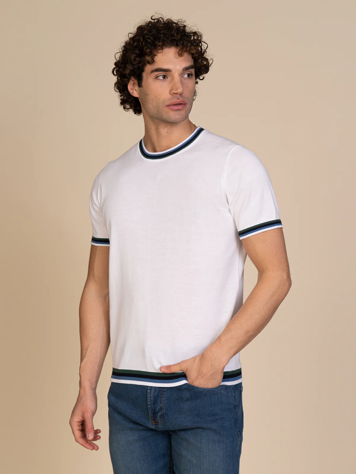 Maglia girocollo bande colori - Image 6