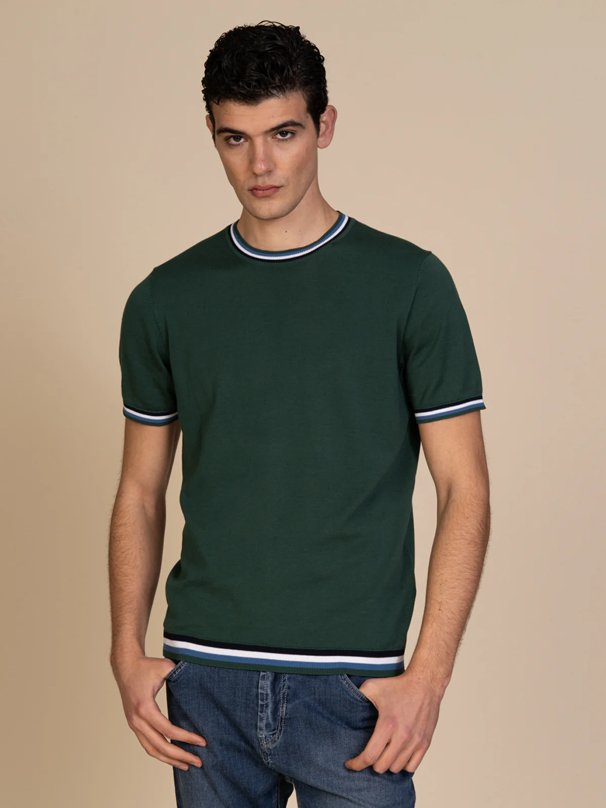 Maglia girocollo bande colori - Image 9