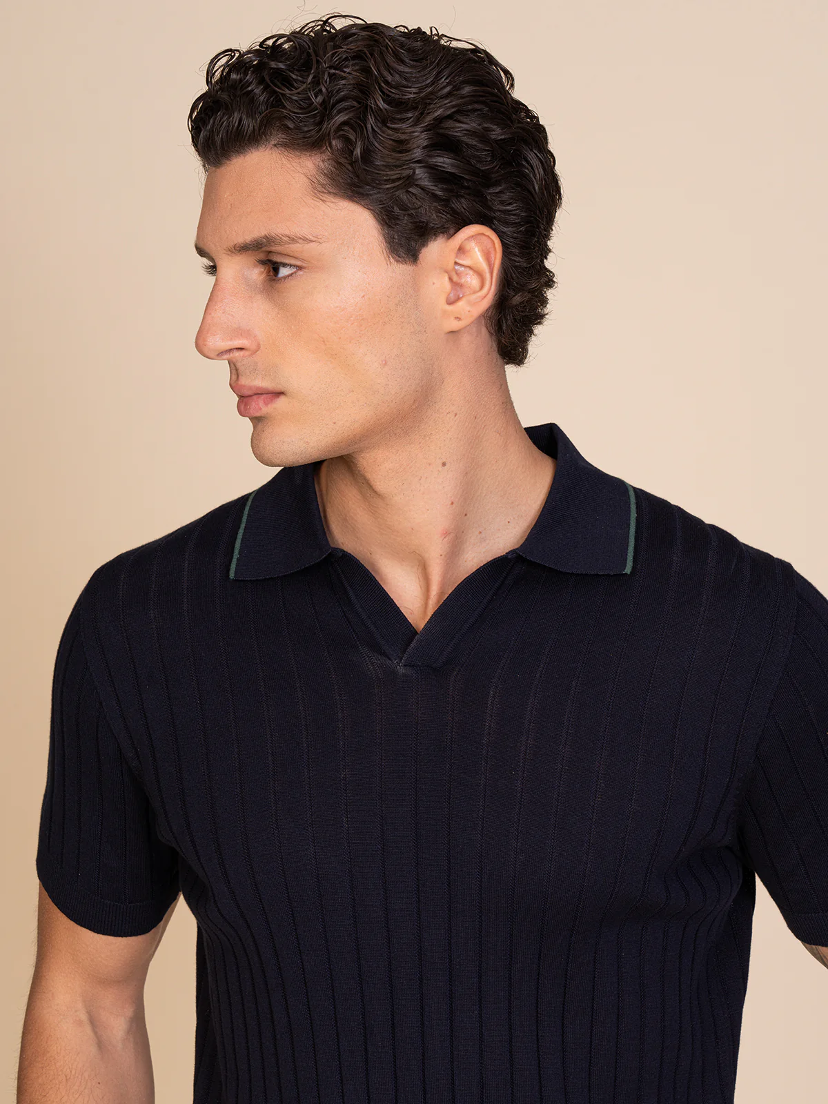 Polo maglia con lavorazione righe - Image 4